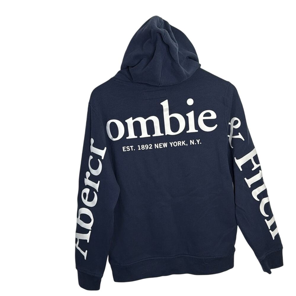Abercrombie & Fitch Logo Unisex Navy Blue Logo Soft AF Hoodie W1505 Sz XS